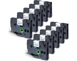 Dappaz - 10 stuks Compatible Brother TZe-231 Qze-231 Label Tapes - Geschikt voor Brother P-Touch Labelprinter - Zwart op Wit - 12mm x 8m