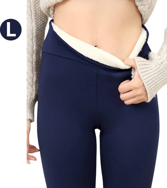 Nivard Winter Panty - Warme panty - Fleece Panty - Thermo Panty - Legging - Stretch - Dames Kleding - Marineblauw - Maat L