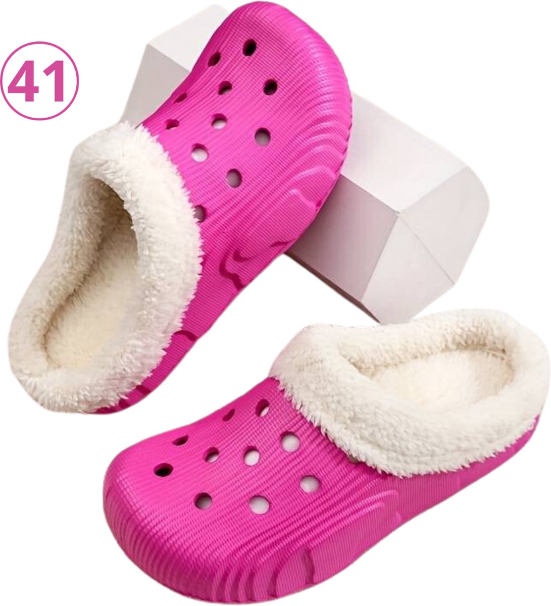 Nivard Warme Pantoffels - Sloffen - Slippers - Dames - Heren - Pluche - Maat 41 - Roze