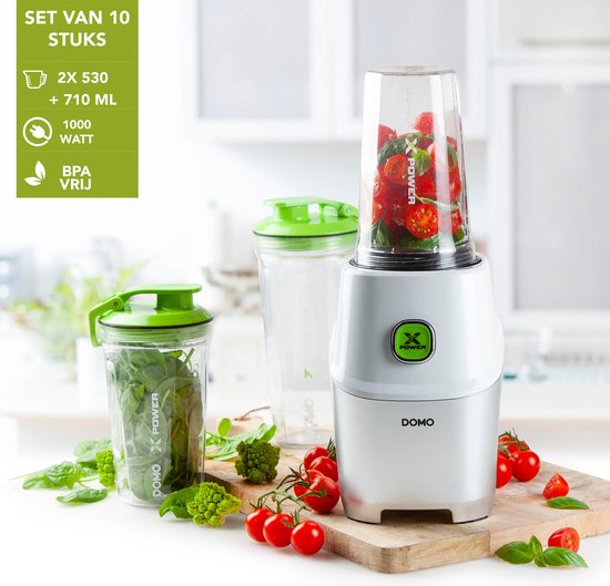DOMO DO700BL Xpower Blender - 1000 W - Smoothie Maker - Blender To Go - 3 Bekers 530 ml + 170 ml van Domo — afbeelding 2