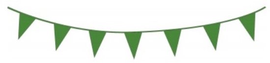 Kleine groene vlaggenlijn met zes driehoekige vlaggen.