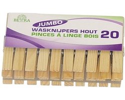 Wasknijpers Jumbo hout set à 20