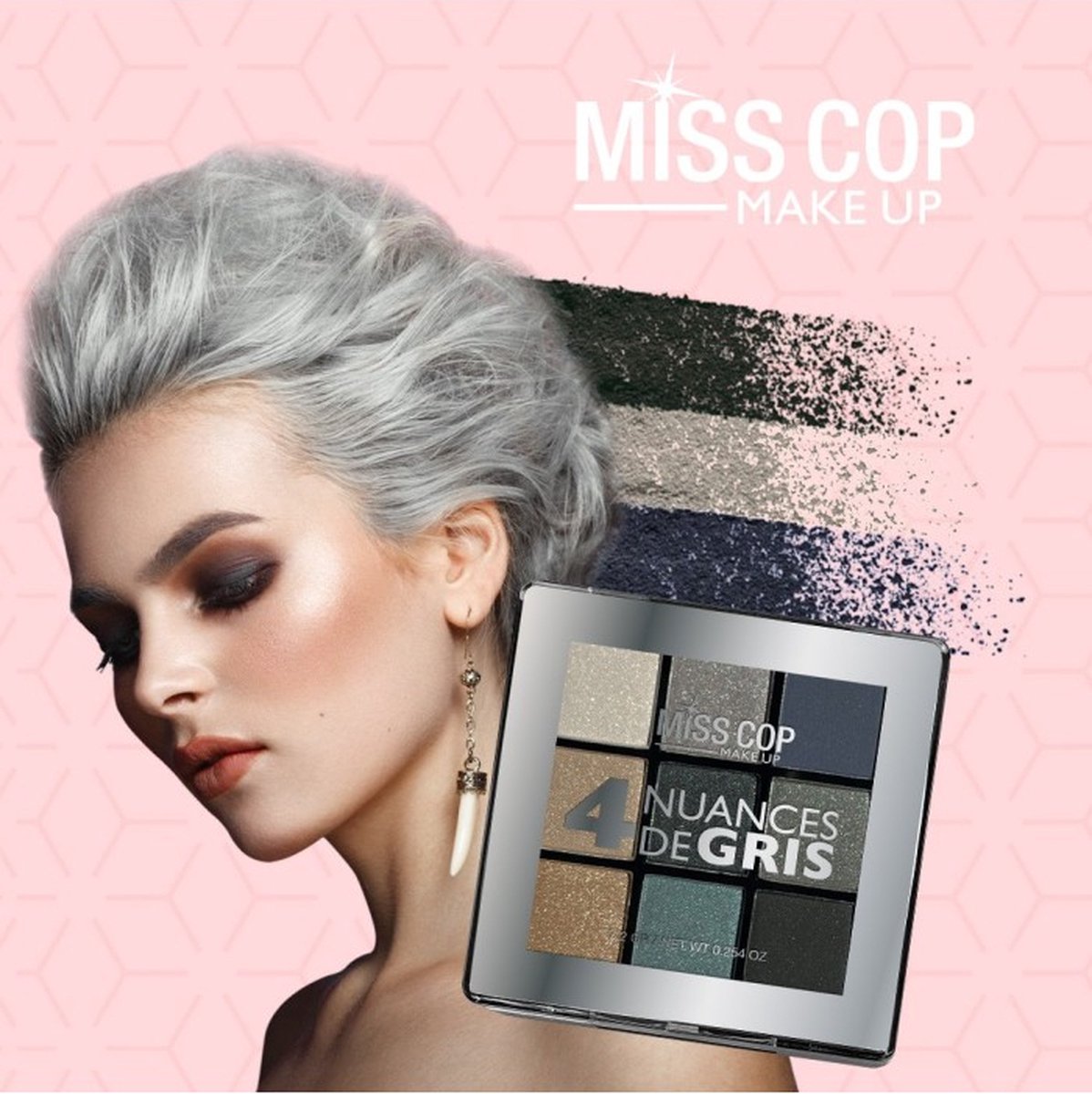 Miss Cop VEGAN Oogschaduw KLEURENPALET N° 04 - GRIJS.