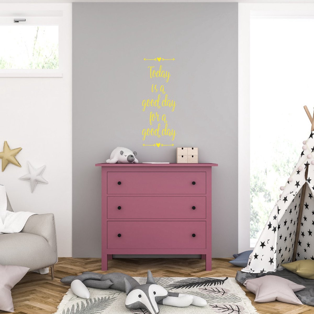 MC Living Muursticker - Today Is A Good Day For A Good Day - 58 x 152 - Geel