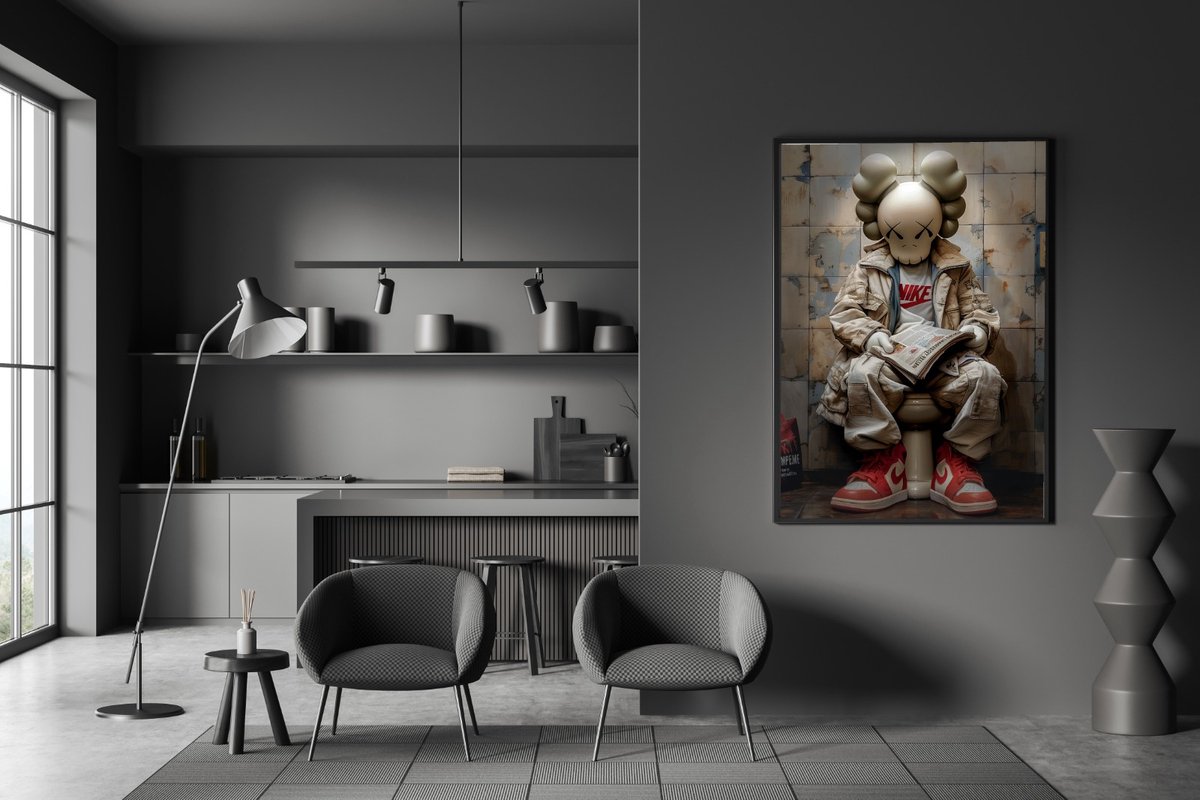 Poster op Hoge kwaliteit pvc - 40x50cm (zonder frame) - Wall street Art - Wanddecoratie - Canvas - kaws Graffiti wallpaper - Uniek design