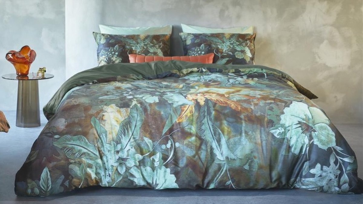 Kardol Floral Embrace dekbedovertrek - Eenpersoons - 140x200/220 - Blauw Groen