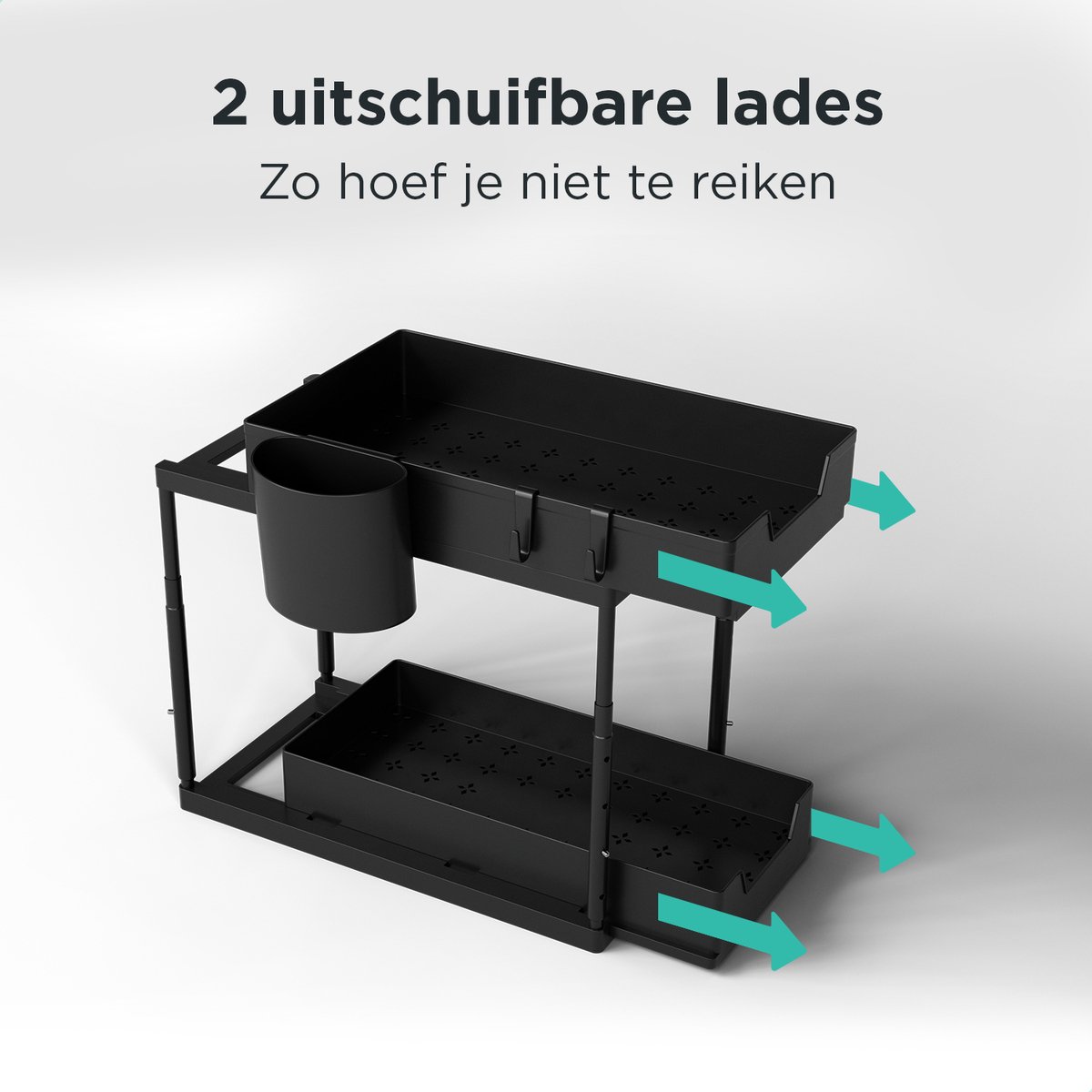 Syver Gootsteenkast Organizer - Keukenkast Organizer - In hoogte verstelbaar - Gootsteenkast - Inclusief microvezeldoekjes — cadeau in Cadeau-ideeën - foto 4