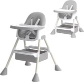 MS® - Kinderstoel - 6 delig - 2 in 1 - Met voetensteun - Met Lade - Voorzien van Antislip - Voor baby's van 6maanden+ - Veilig en praktisch - Grijs