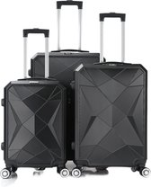 Travelsuitcase - Kofferset Diamond 3 delig - Reiskoffers met cijferslot - ABS - Zwart