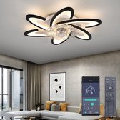 LuxiLamps - 6 Vleugel Plafondventilator - Smart Lamp - Dimbaar - Zwart - 6 Standen - Woonkamerlamp Ventilator - Chandelier Fan - Ventilator Lampen - 67 cm
