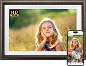 Digitale Fotolijst WiFi bruin houten 10.1 inch 32 GB IPS touchscreen automatisch draaien foto's/video's delen via Frameo