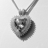 Hetty'S - Schitterende - zilveren hanger- hart van Zirconia - en 2 rijen Zirconia's - compleet met collier van 42 cm