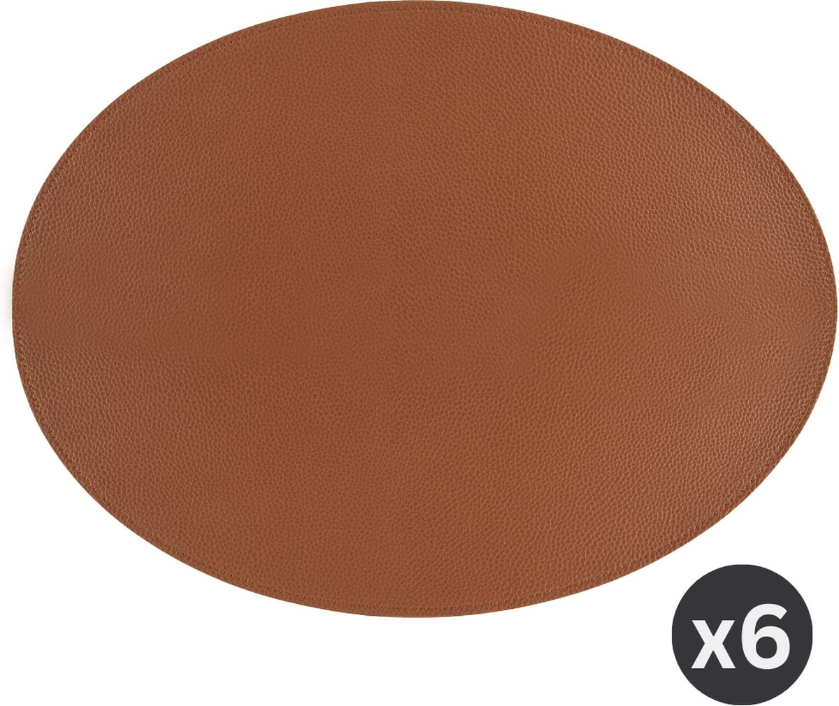 ZICZAC - Placemat TRUDO - SET/6 - lederlook - 33x45 cm - Ovaal, karamel