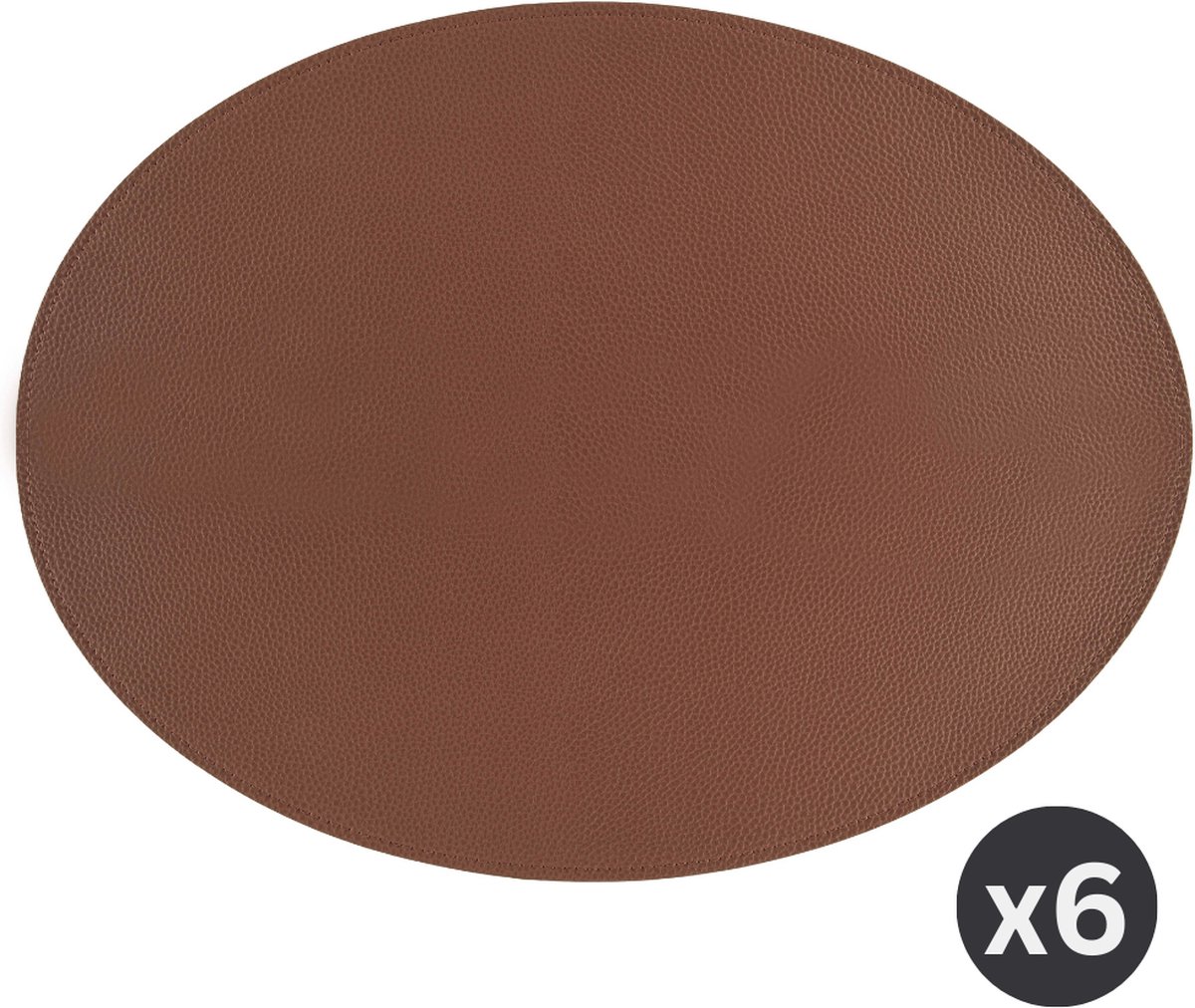 ZICZAC - Placemat TRUDO - SET/6 - lederlook - 33x45 cm - Ovaal, bruin