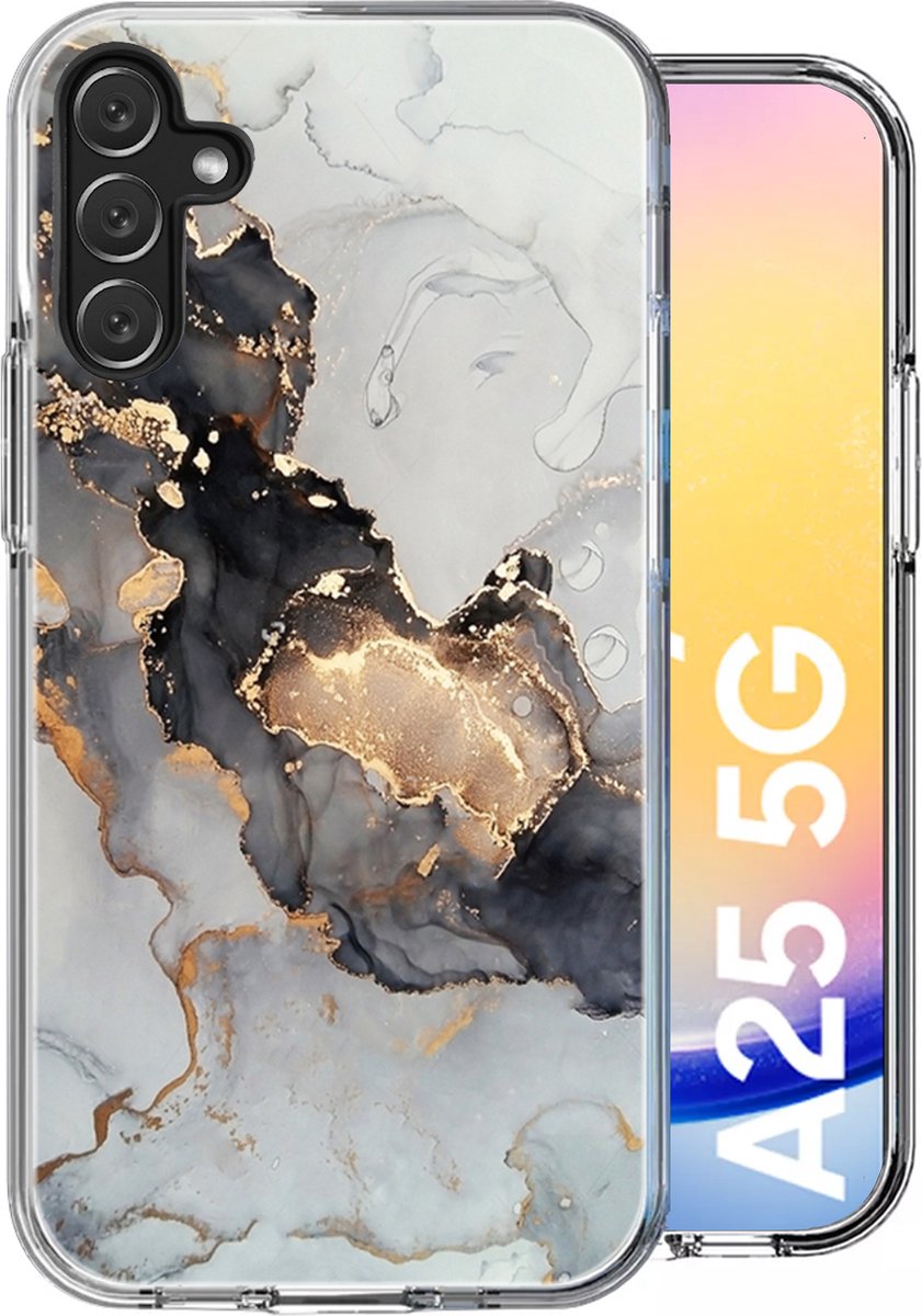 Hoesje geschikt voor Samsung Galaxy A24 / A25 - Back Cover Marmer Siliconen Case Wit