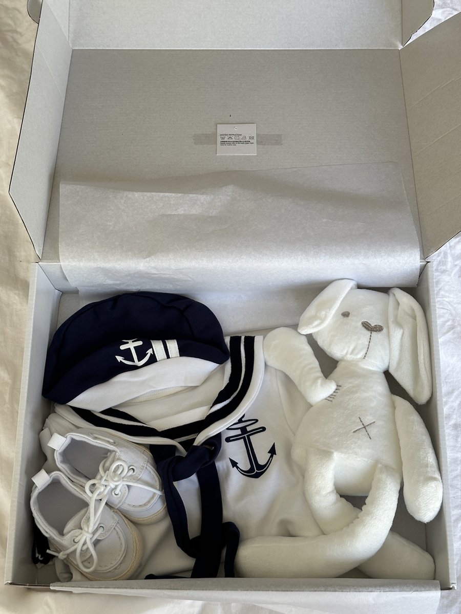 Goedkoopste Baby Geschenkset / Kraamcadeau, Matrozen set, Wit, Babyshower, Jongen 0-6 Maanden