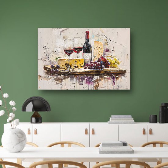 Tableaux fromage - Portrait Nourriture - Peintures toile Vin - Décoration salon industriel - Peintures sur toile - Décoration chambre toile 60x40 cm