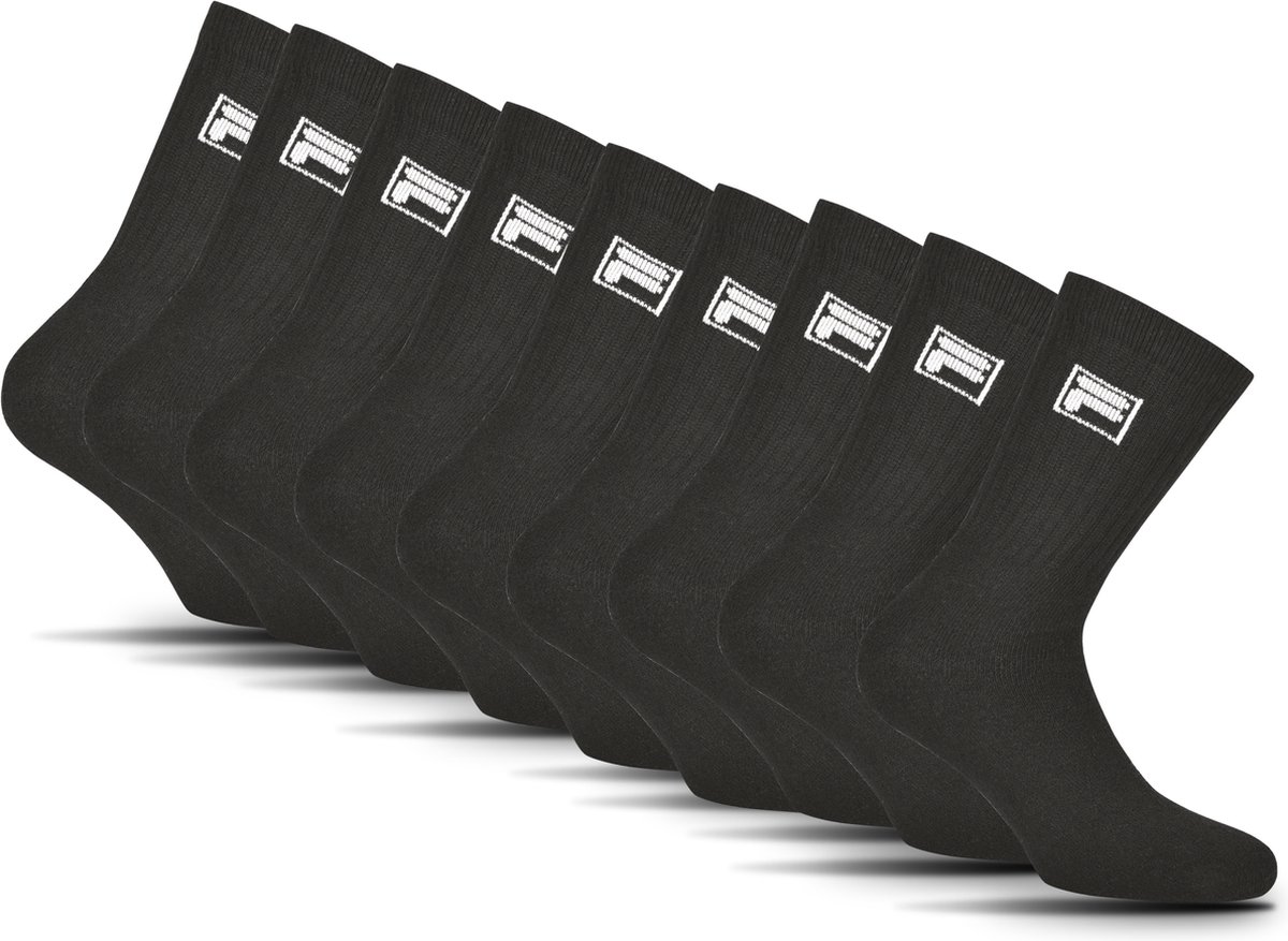 FILA Tennis- & Sportsokken Kleine Logo – 9 Pack Zwart