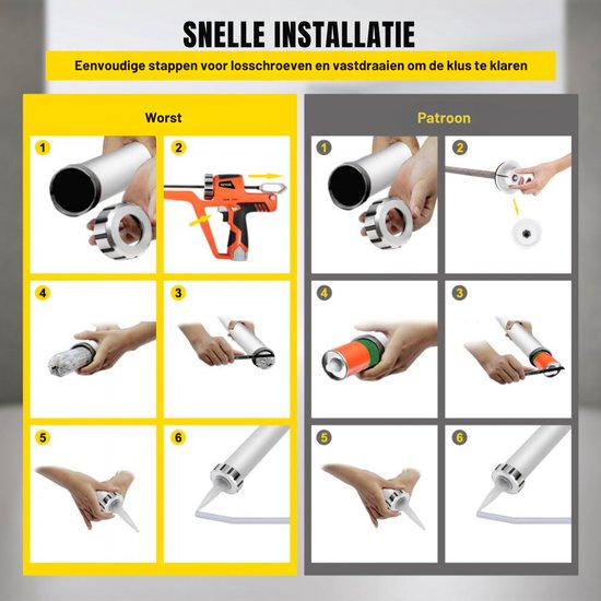Snoerloos Kitpistool, 10oz/300ml 20V Elektrisch Kitpistool met 2,0 Ah Batterij, LED-licht, 4 Instelbare Snelheden Anti-druppel Elektrisch kit- en Lijmpistool voor Vullen