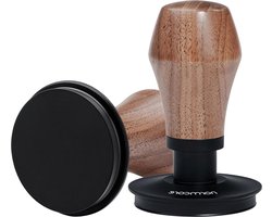 585 mm Espresso Koffie Tamper V4 - Veerbelaste platte basis -15 lbs/25 lbs/25 lbs/20 lbs vervangende veren met echt Amerikaans walnoot handvat
