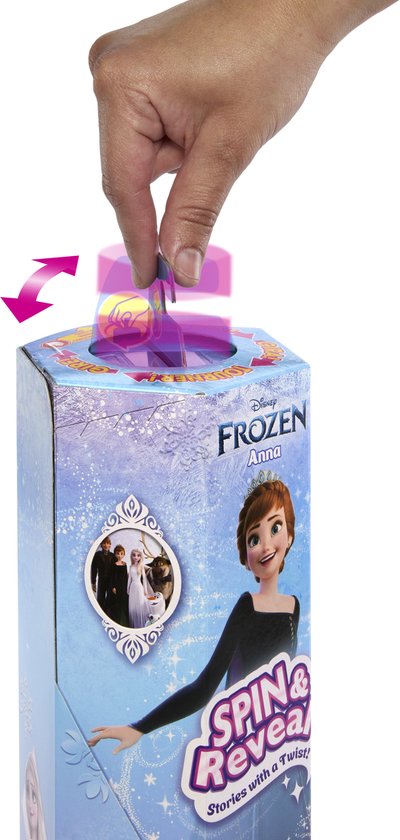 Doos van Anna pop met Spin & Reveal tekst en afbeeldingen.