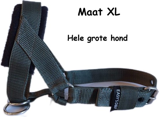 Hoofdhalster hond - Anti trek - Donker groen - Maat XL - Gevoerd zwart - Antitrek hoofdhalster hond - Halster hond - Anti trek hond - Training band