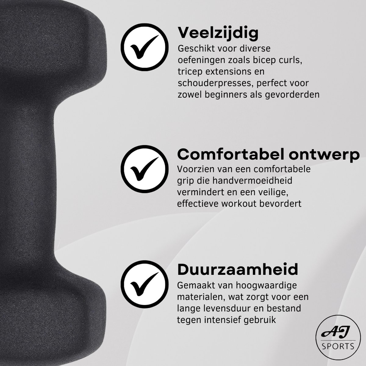 AJ-Sports Dumbells 3 kg - 2 x 3 kg dumbell - Gewichten - Dumbells set - Gewichten set - Halterset - Fitness gewichten - Krachttraining - Fitness – foto 3