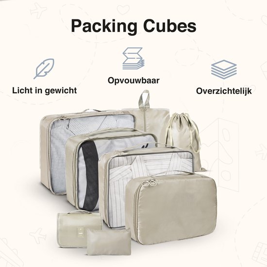 Set De 8 Cubes De Compression Pour Valise - Organisateur De Voyage - Sacs De Rangement XL à Set De 8 Cubes De Compression Pour Valise - Organisateur De Voyage - Sacs De Rangement XL à