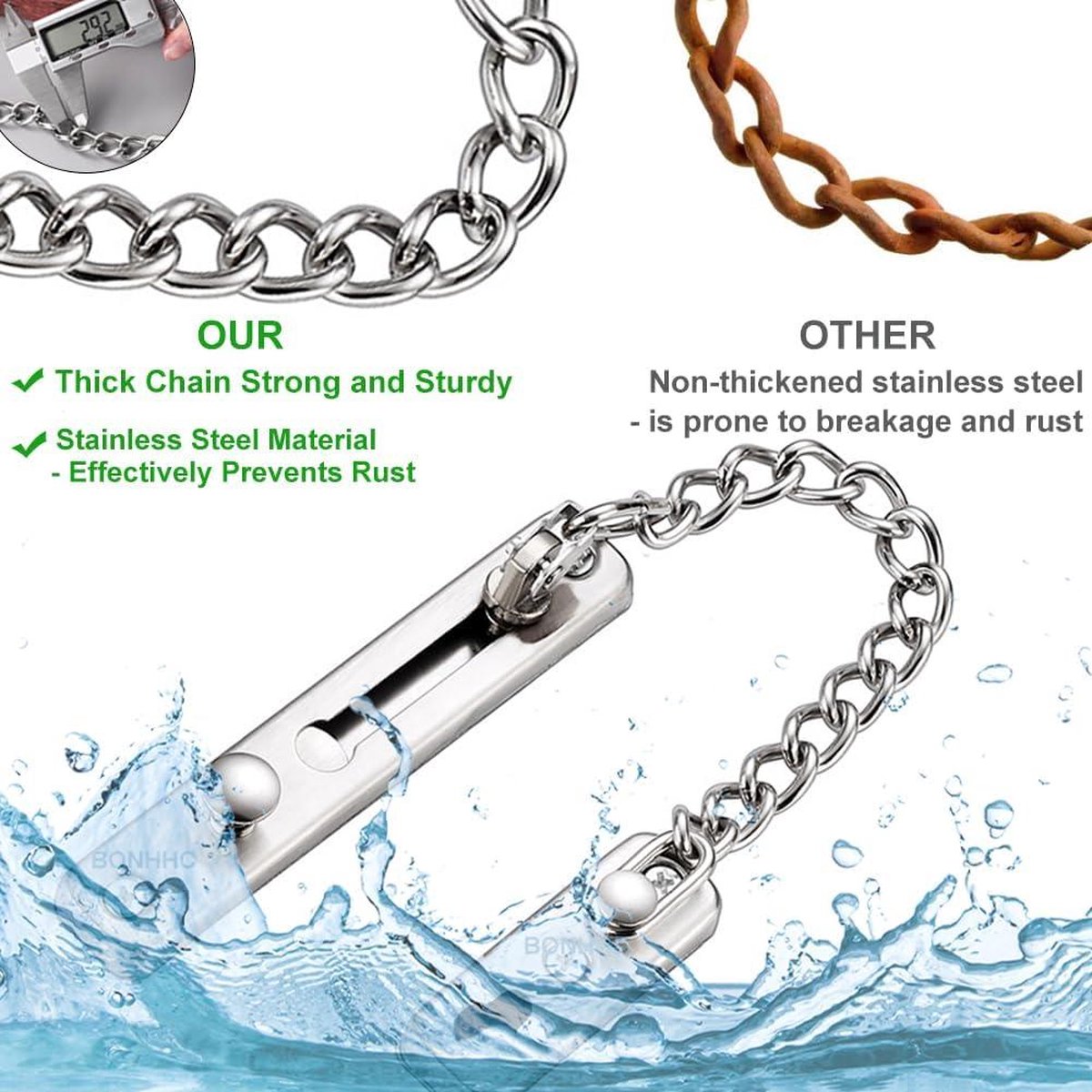 Deurketting Zilver RVS Veiligheidsketting met Schroefslot