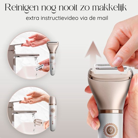 2-in-1 Ladyshave + Extra Scheerkop - Gezicht - Oksels - Benen - Bikinilijn - Scheerapparaat Vrouw - Ontharingsapparaat Electrisch Ontharen - Gezichtsontharing Dames - Trimmer Vrouw - Ladyshaves Bikini - USB Oplaadbaar