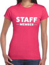 Staff member / personeel tekst t-shirt roze dames XL