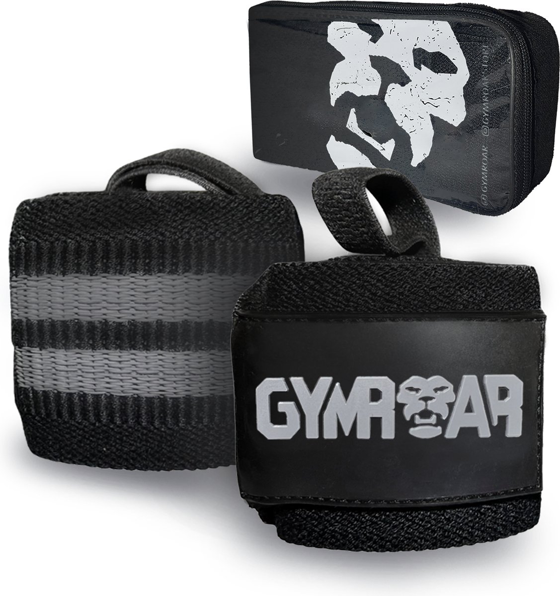Gymroar Wrist Wraps - Polsbanden voor Fitness - Krachttraining - Crossfit Handschoenen - Polsbrace - Grijs - 45CM