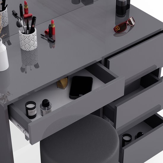 Vicco Coiffeuse Sherry, Anthracite, 90 cm avec tabouret