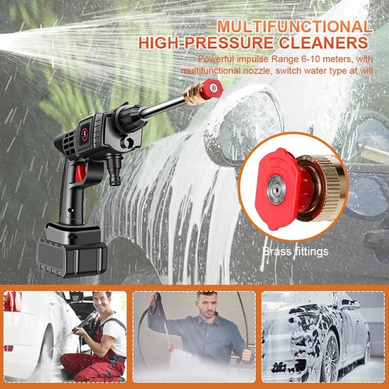 Nettoyeur Haute Pression Sans Fil 100 Bars – Avec 2 Batteries, Top Pour La Voiture !
