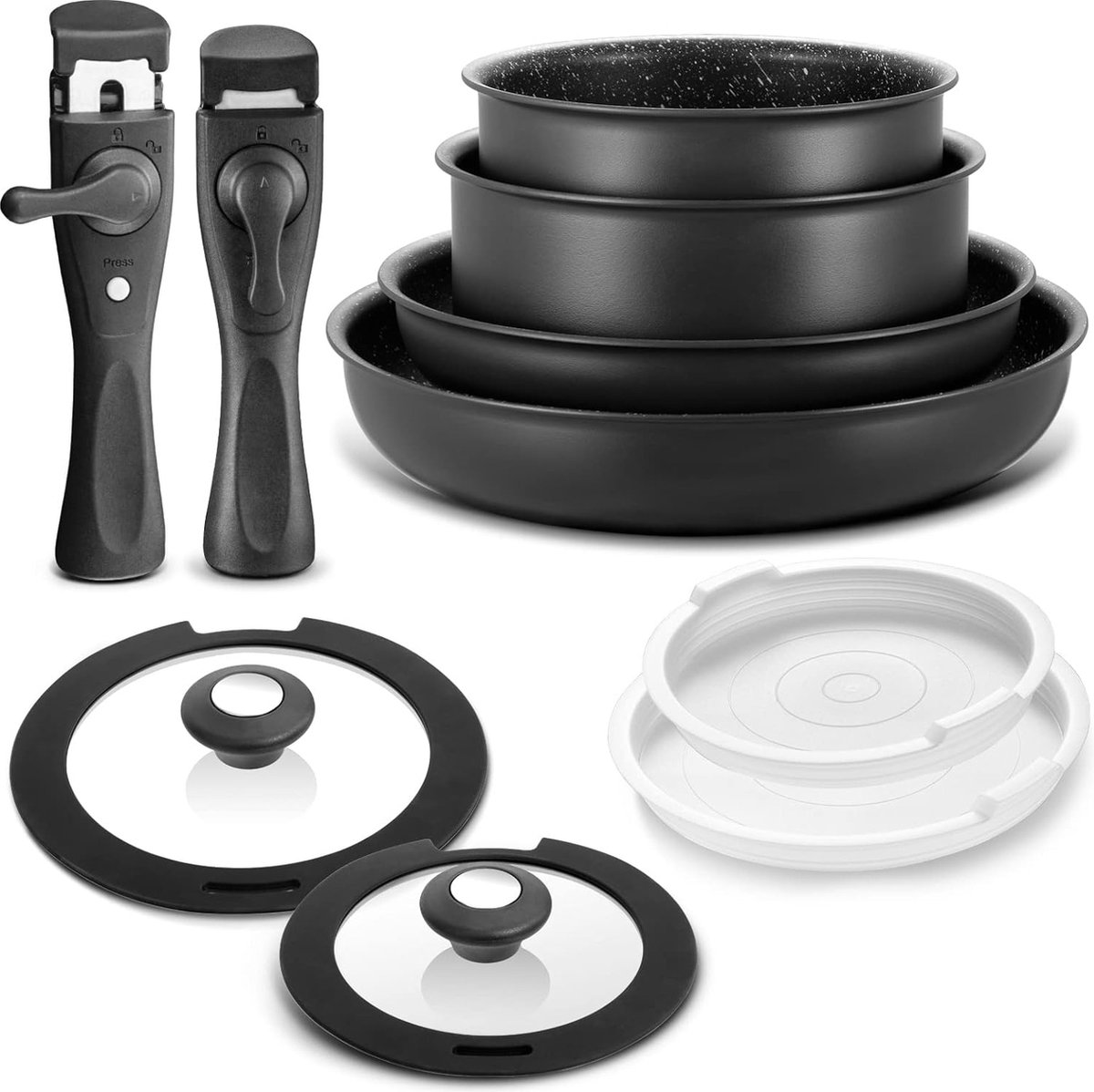 Pannenset - Kookpan met Deksel - Saucepan - Braadpan - Wokpan