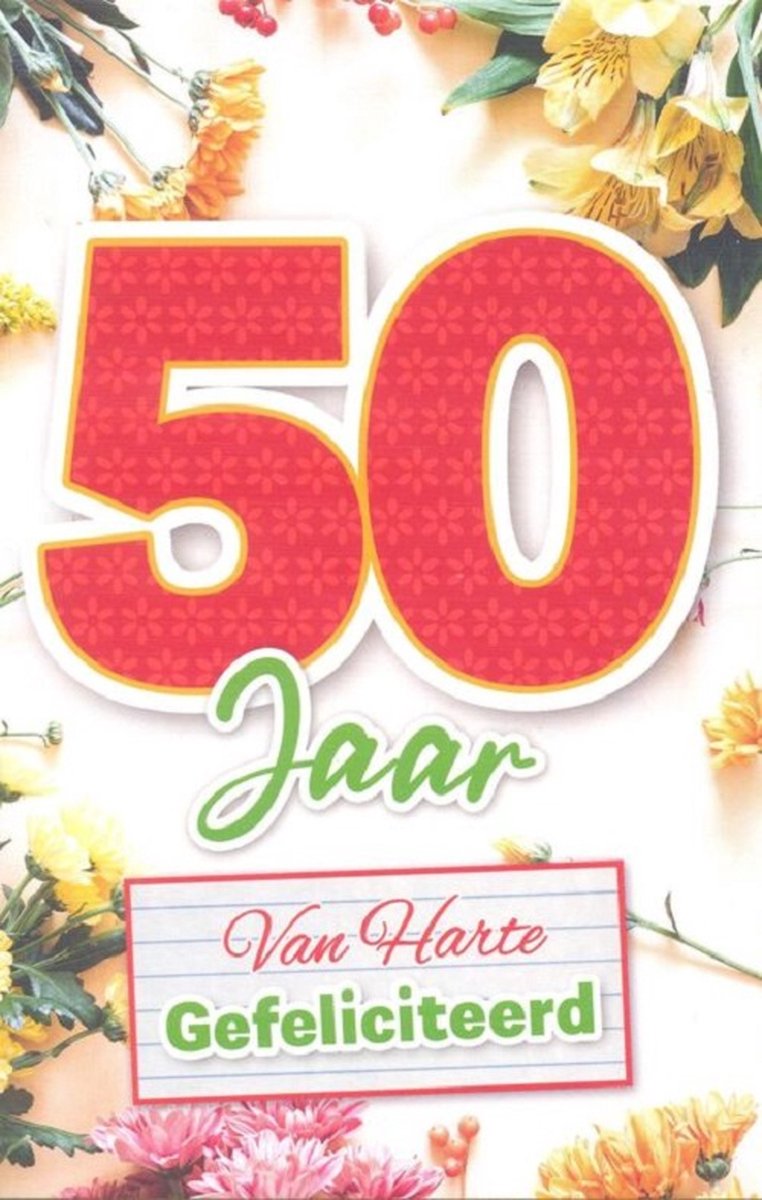 Wenskaart 50 Jaar Van Harte Gefeliciteerd - D15955 - Luxe verjaardagskaart - 12x17cm - Gevouwen Wenskaart inclusief envelop - Leeftijdskaart