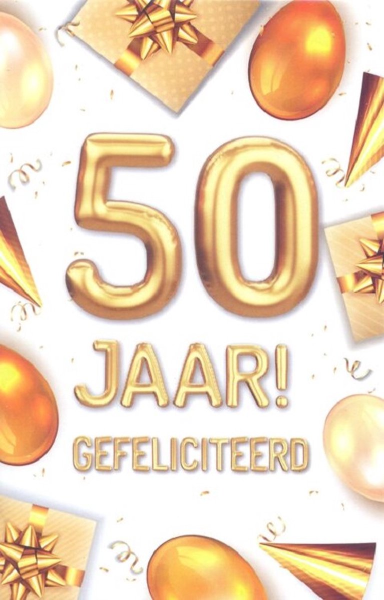 Wenskaart 50 Jaar Gefeliciteerd - D15023 - Luxe verjaardagskaart - 12x17cm - Gevouwen Wenskaart inclusief envelop - Leeftijdskaart