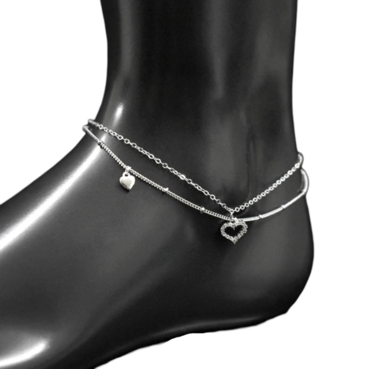 N3 Collecties Nieuwe mode 925 sterling zilveren hart strass CZ hanger dubbellaags enkelbanden dames