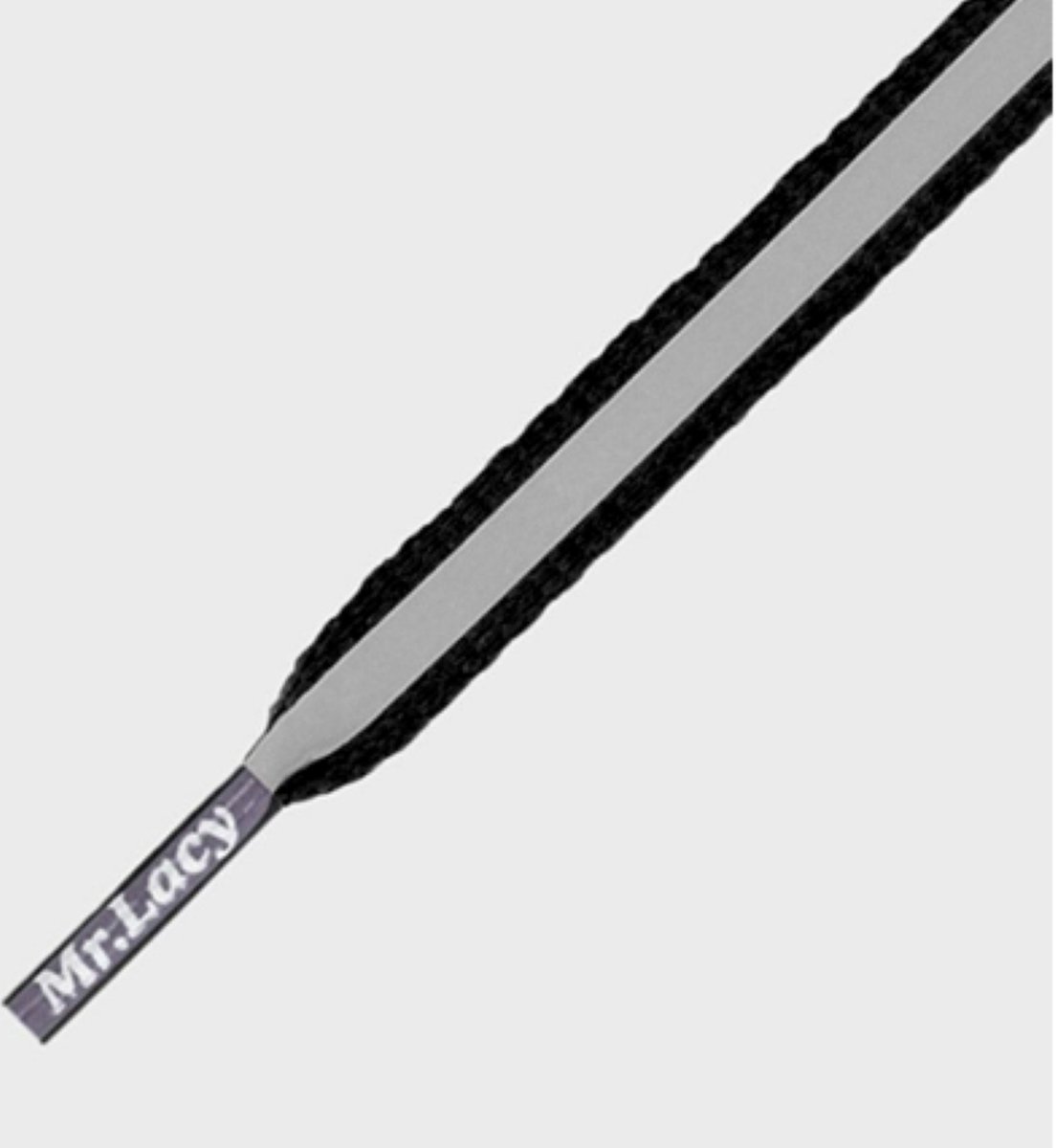Mr.Lacy Flatties Reflective - sneaker veters met reflecterende strook - Party time! - Zwart 130cm lang plat ca 1cm breed