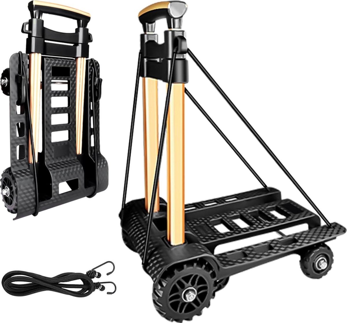 Opvouwbare steekwagen met geruisloze slijtvaste PU-tankwielen verstelbare aluminiumlegering draagvermogen 60 kg lichtgewicht draagbare heavy-duty duurzame trolley dolly