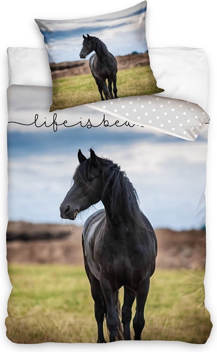 Animals Black Horse Beddingset 140×200cm, 70×90 cm