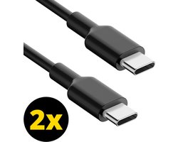 2x USB-C Oplader Kabel 60W - USB-C Naar USB-C Kabel - Oplaadkabel - Lader - Laadkabel - Universeel - Snellader - Zwart - 1 Meter