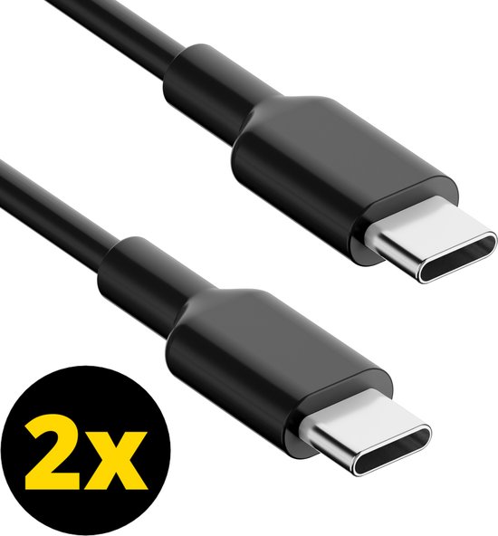 Foto: 2x usb c oplader kabel 60w usb c naar usb c kabel oplaadkabel lader laadkabel universeel snellader zwart 1 meter