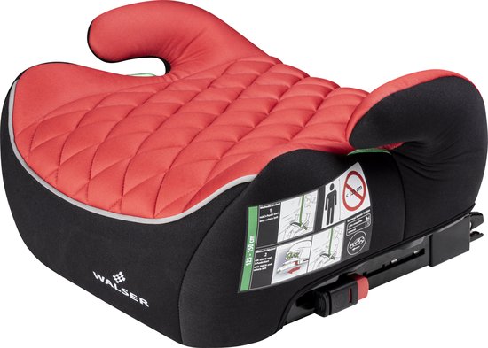 Walser Kinderzitje Andy ISOFIX - Premium zitverhoger auto ECE R 129 gekeurd - kinderzitje zwart/rood