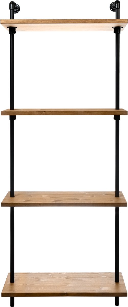 Industriële Woonkamerkast 80 cm – Hout & Zwart Staal – Steigerbuis Design – Design85