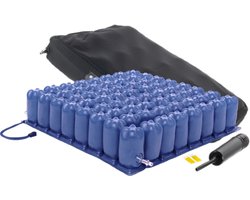 Anti-decubitus lucht zitkussen met 2 ventielen, 50 x 46 cm - 10 cm hoog - Met ademende hoes en handpomp - Zitkussen