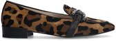 Manfield - Dames - Suède leopard loafers met chain - Maat 36