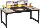 Bol.com TRIBESIGNS - Computertafel - Bureau - Met Dikker Frame - Industrieel - Vintage - Grijs Zwart - 180 x 80 x 75 cm aanbieding
