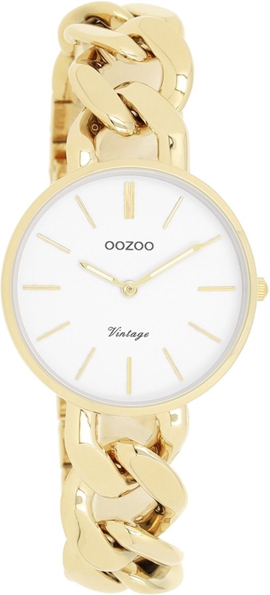 Goudkleurige OOZOO horloge met goudkleurige grove schakelarmband C20357 bol