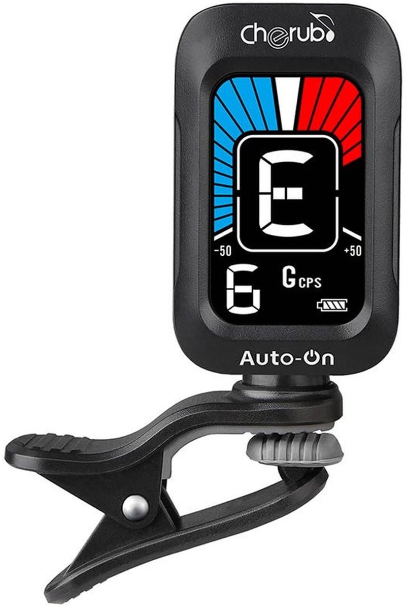 Clip‑On Tuner – Oplaadbare Chromatische Stemapparaat – Met Gitaar, Bas & Ukelele Modes – Compact & Nauwkeurig